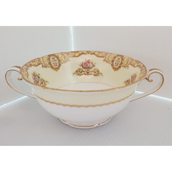 Vintage Noritake Fine China Ashley 3928 Japan Handled Cream Soup Bowl Floral - Picture 3 of 10